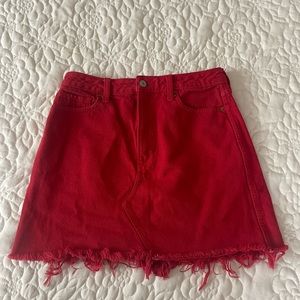 Abercrombie and Fitch Red Denim Mini Skirt